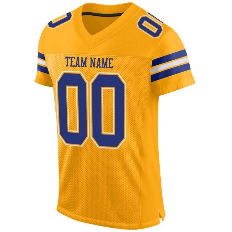 Men's Custom Gold Royal-White Mesh Authentic Football Jersey