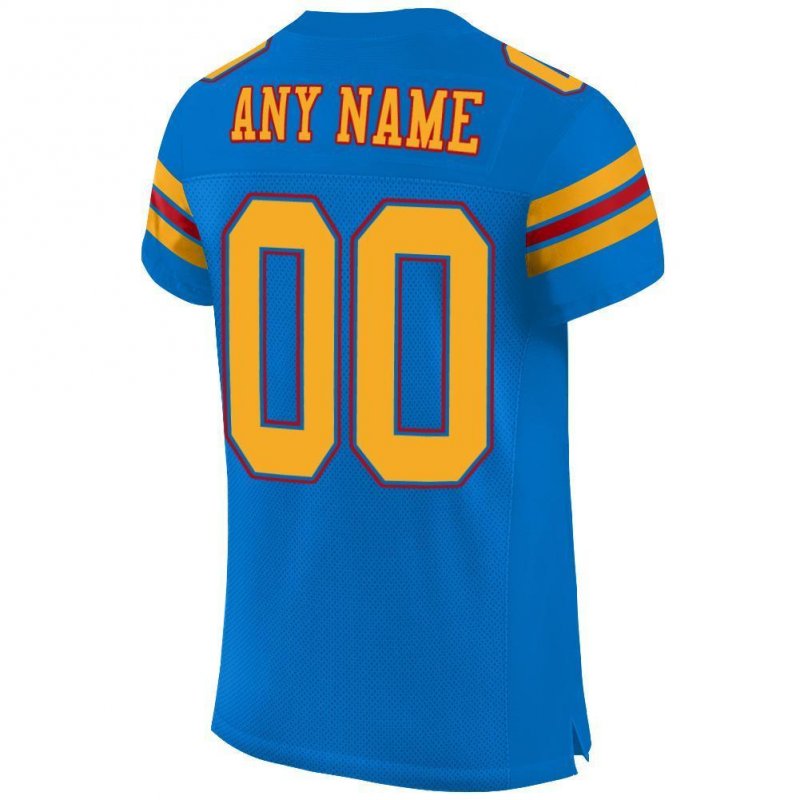 Men's Custom Panther Blue Gold-Red Mesh Authentic Football Jersey