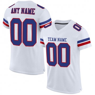 Men's Custom White Royal-Red Mesh Authentic Football Jersey