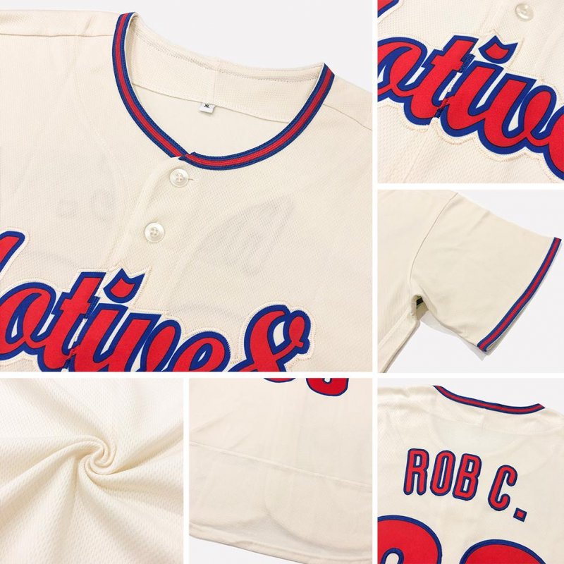 Men's Custom Cream Red-Royal Authentic Baseball Jersey