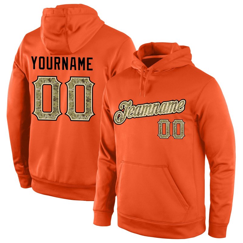 Men's Custom Stitched Orange Camo-Cream Sports Pullover Sweatshirt Hoodie