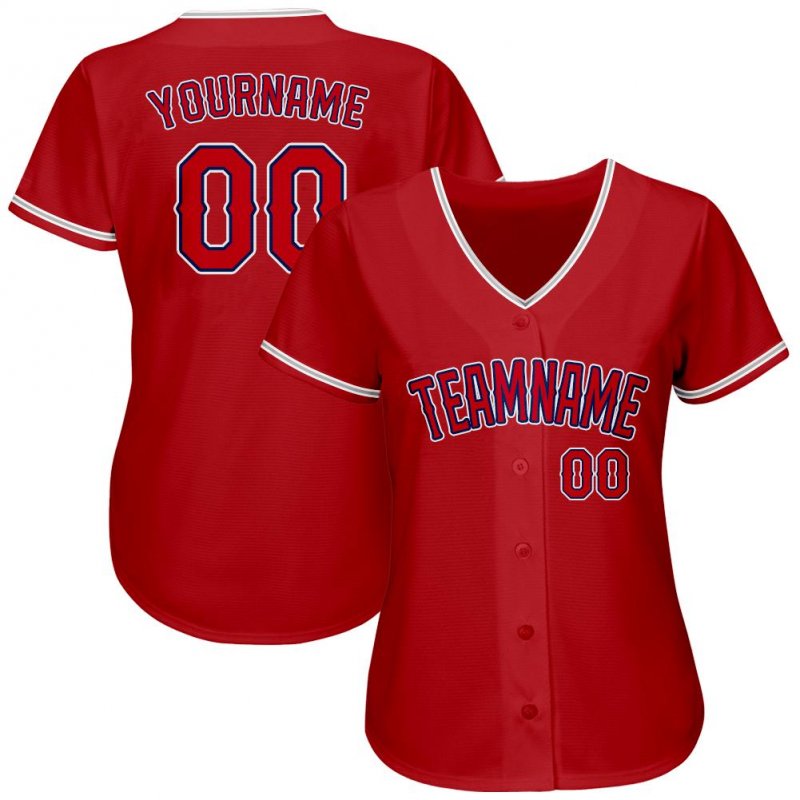 Men's Custom Red Red-Navy Authentic Baseball Jersey