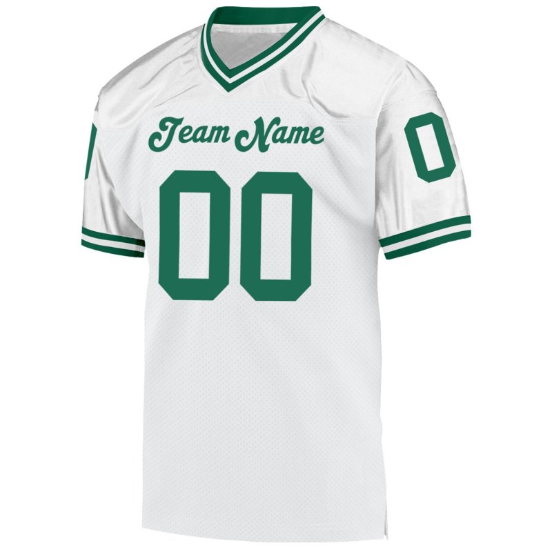 Men's Custom White Kelly Green Mesh Authentic Throwback Football Jersey