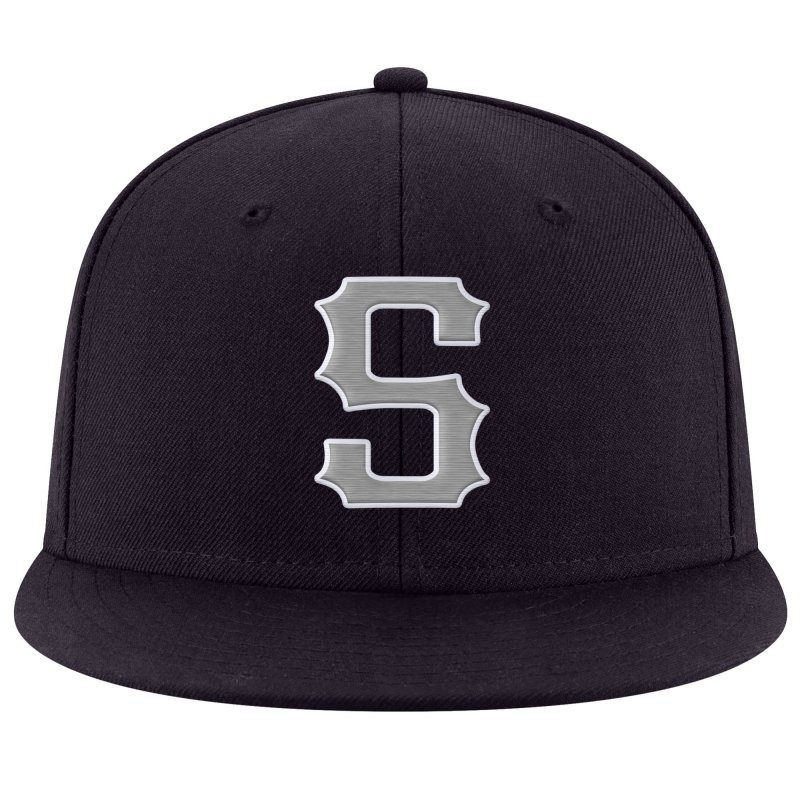 Custom Navy Gray-White Stitched Adjustable Snapback Hat