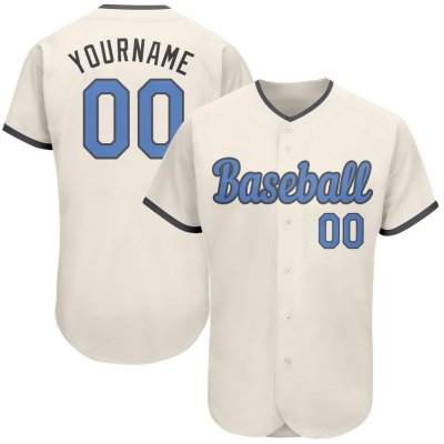 Men's Custom Cream Light Blue-Dark Gray Authentic Father's Day Baseball Jersey