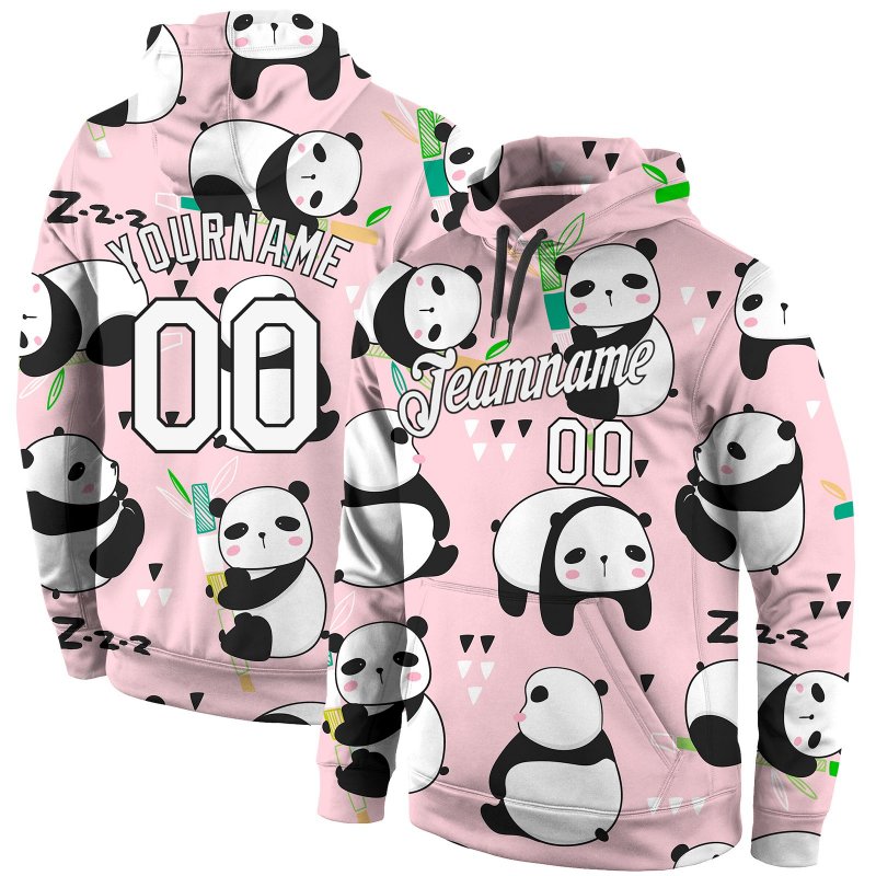 Men's Custom Stitched Graffiti Pattern White-Black 3D "Panda" Sports Pullover Sweatshirt Hoodie