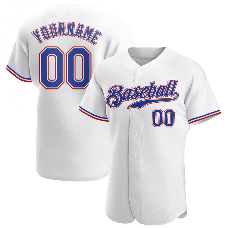 Men's Custom White Royal-Red Authentic Baseball Jersey