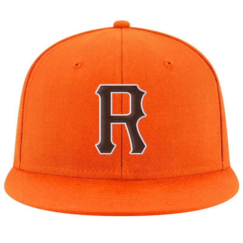 Custom Orange Brown-White Stitched Adjustable Snapback Hat