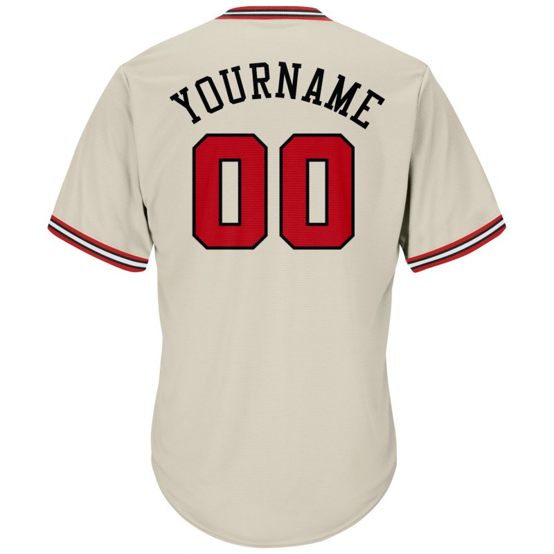 Men's Custom Cream Red-Black Authentic Throwback Rib-Knit Baseball Jersey Shirt