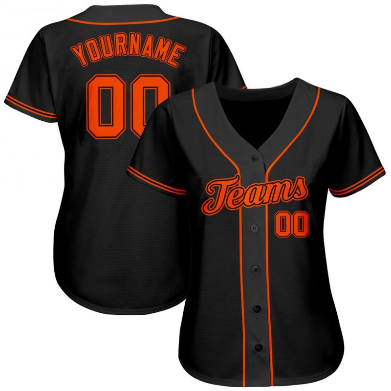 Men's Custom Black Orange Authentic Baseball Jersey