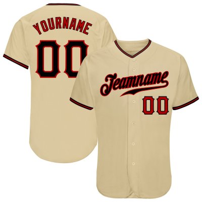 Men's Custom Gold Black-Red Authentic Baseball Jersey