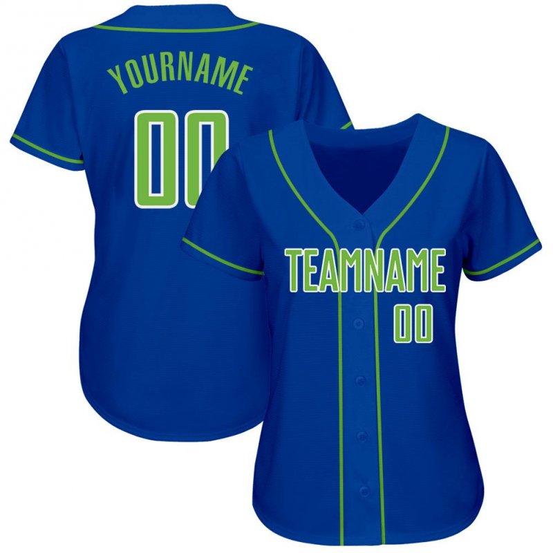 Men's Custom Royal Neon Green-White Authentic Baseball Jersey