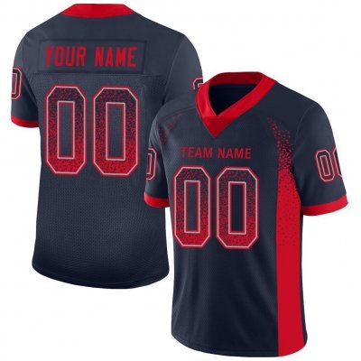 Men's Custom Navy Scarlet-Gray Mesh Drift Fashion Football Jersey