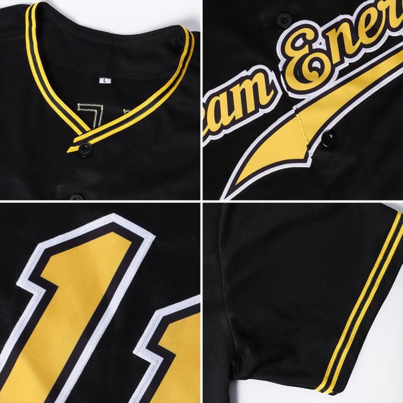 Men's Custom Black Gold Authentic Baseball Jersey