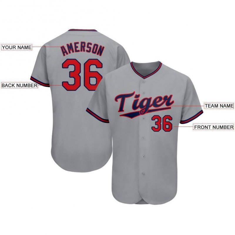 Men's Custom Gray Red-Navy Baseball Jersey