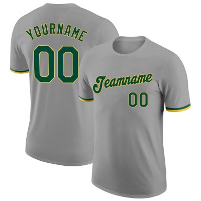 Men's Custom Gray Green-Gold Performance T-Shirt