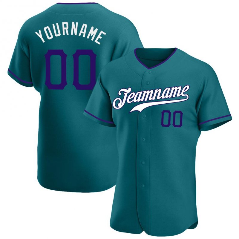 Men's Custom Aqua Purple-White Authentic Baseball Jersey