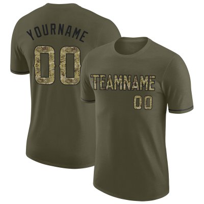 Men's Custom Olive Camo-Black Salute To Service Performance T-Shirt