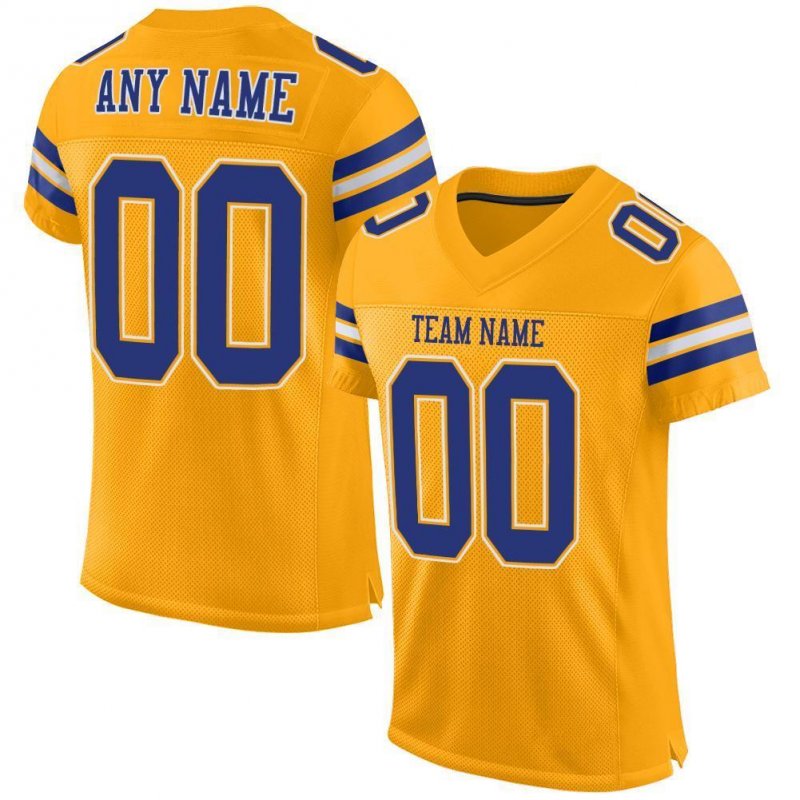 Men's Custom Gold Royal-White Mesh Authentic Football Jersey