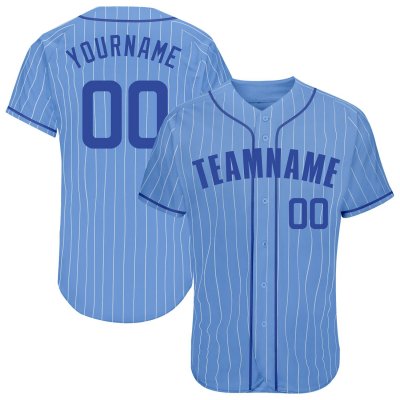 Men's Custom Light Blue White Pinstripe Royal Authentic Baseball Jersey