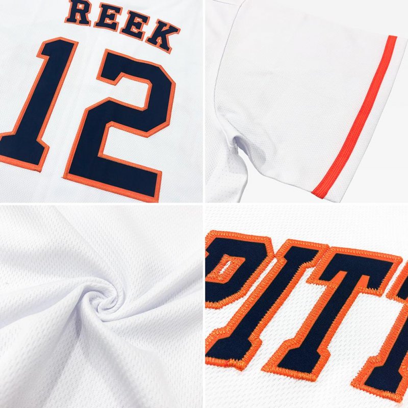 Men's Custom White Orange-Royal Authentic Throwback Rib-Knit Baseball Jersey Shirt