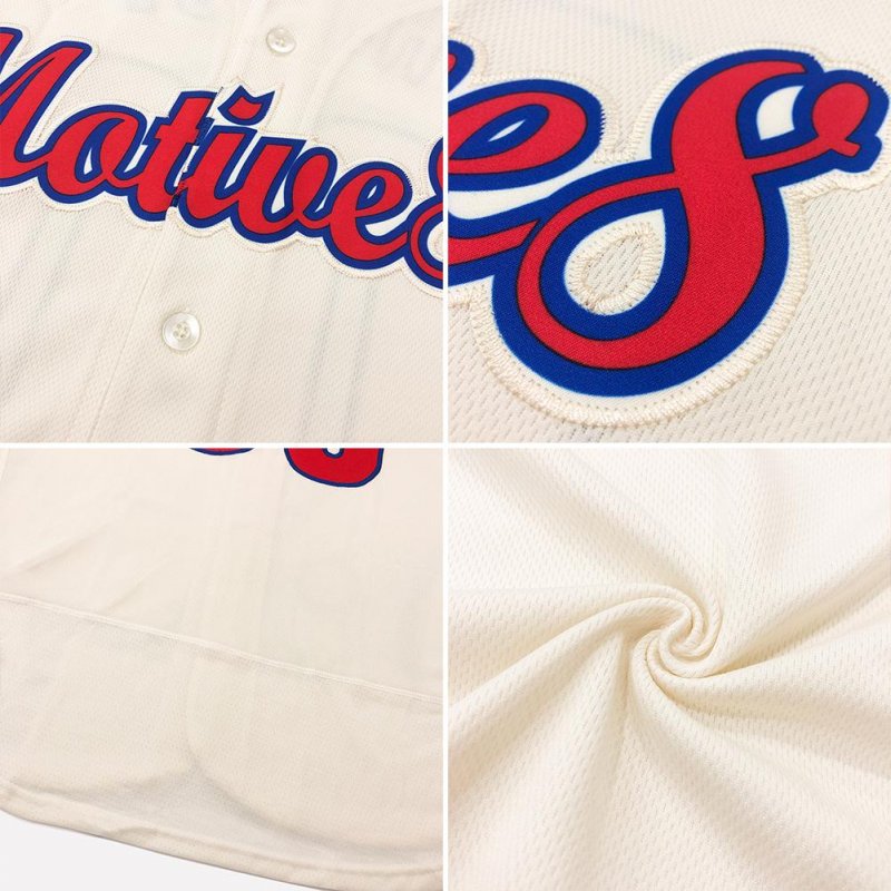 Men's Custom Cream Red-Navy Authentic Baseball Jersey