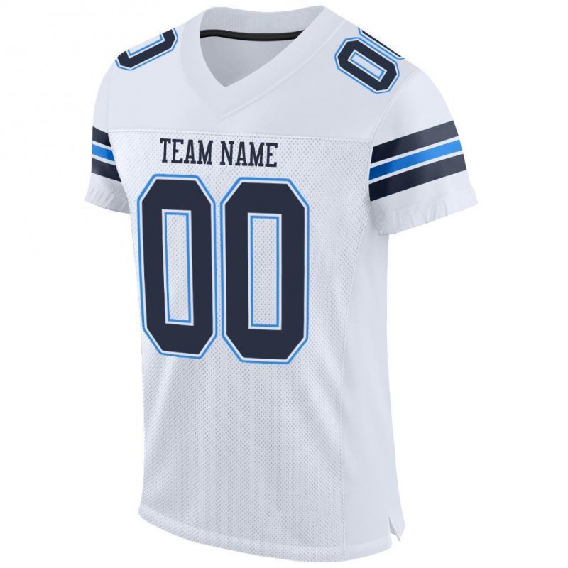 Men's Custom White Navy-Powder Blue Mesh Authentic Football Jersey