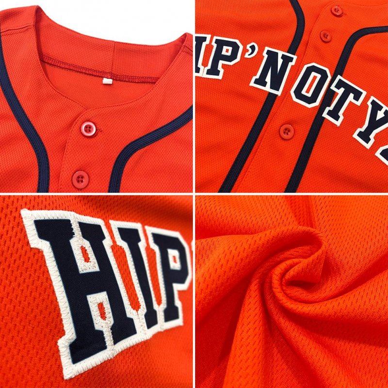 Men's Custom Orange White-Navy Authentic Baseball Jersey