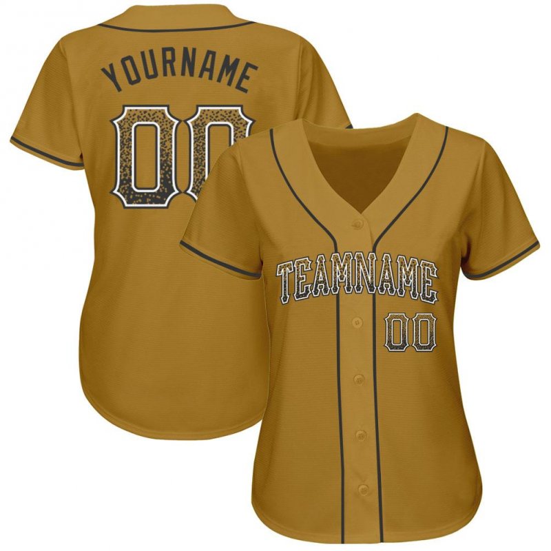 Men's Custom Old Gold Black-White Authentic Drift Fashion Baseball Jersey