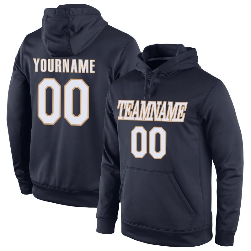 Men's Custom Stitched Navy White-Old Gold Sports Pullover Sweatshirt Hoodie