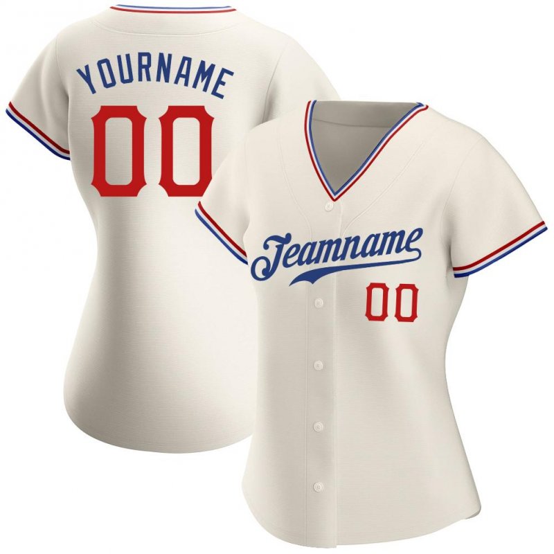 Men's Custom Cream Red-Royal Authentic Baseball Jersey