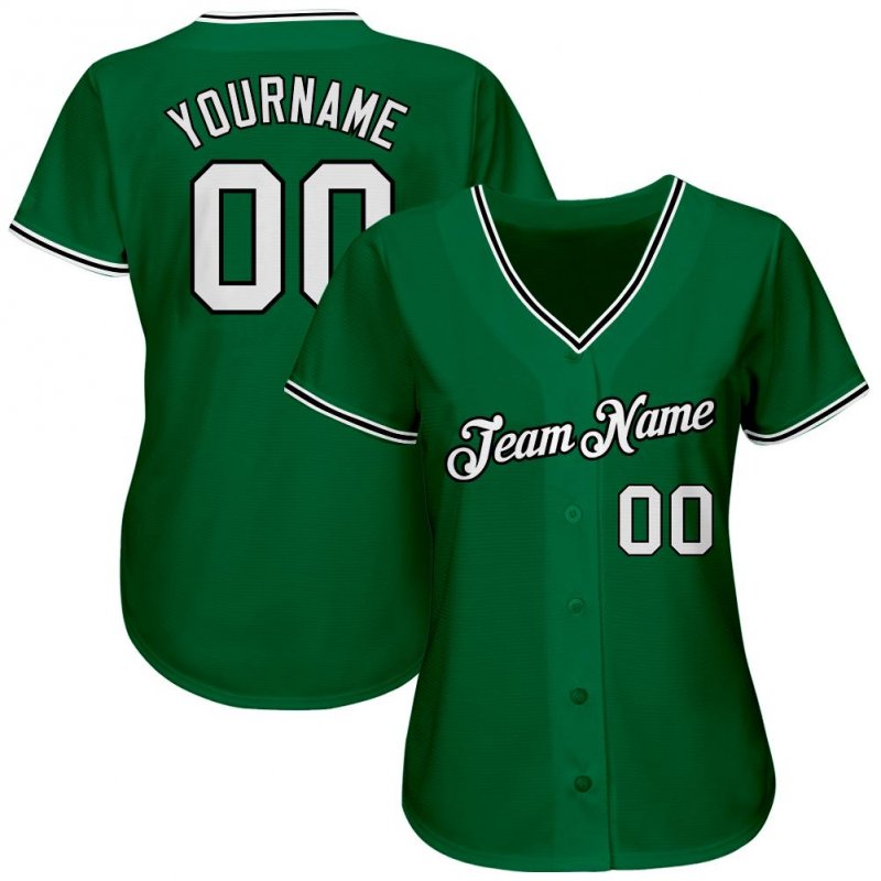 Men's Custom Kelly Green White-Black Authentic Baseball Jersey