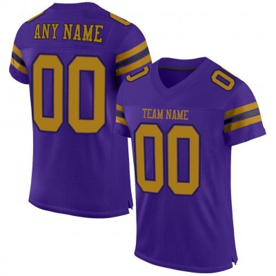 Men's Custom Purple Old Gold-Black Mesh Authentic Football Jersey