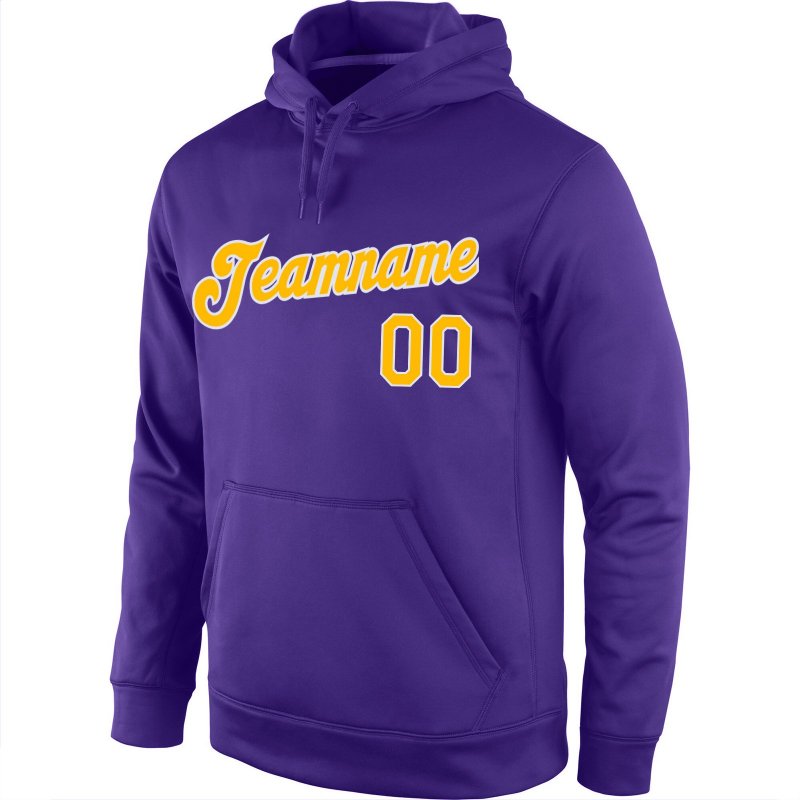 Men's Custom Stitched Purple Gold-White Sports Pullover Sweatshirt Hoodie