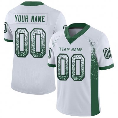 Men's Custom White Gotham Green-Black Mesh Drift Fashion Football Jersey