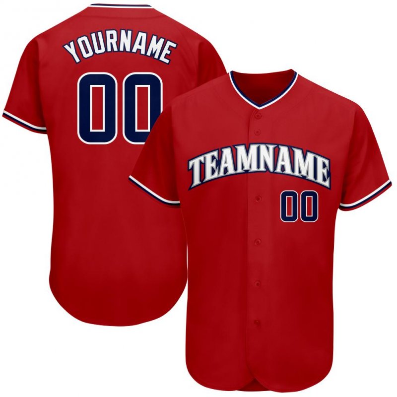 Men's Custom Red Navy-White Authentic Baseball Jersey