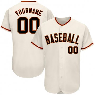 Men's Custom Cream Black-Orange Authentic Baseball Jersey