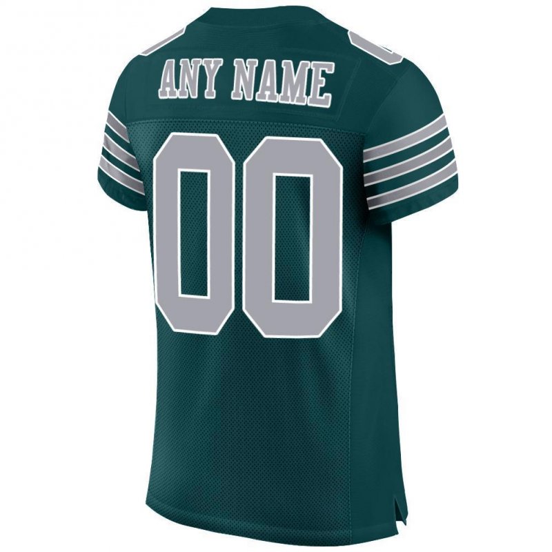 Men's Custom Midnight Green Gray-White Mesh Authentic Football Jersey