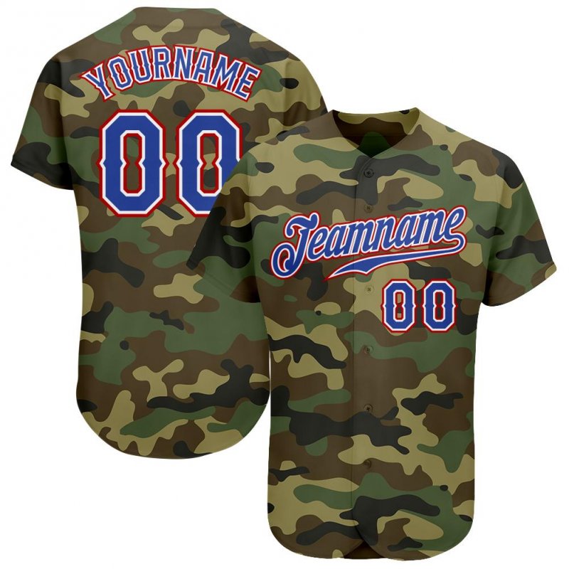 Men's Custom Camo Royal-Red Authentic Baseball Jersey