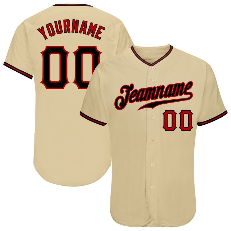 Men's Custom Gold Black-Red Authentic Baseball Jersey