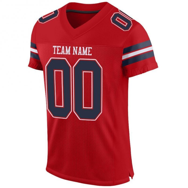 Men's Custom Red Navy-White Mesh Authentic Football Jersey