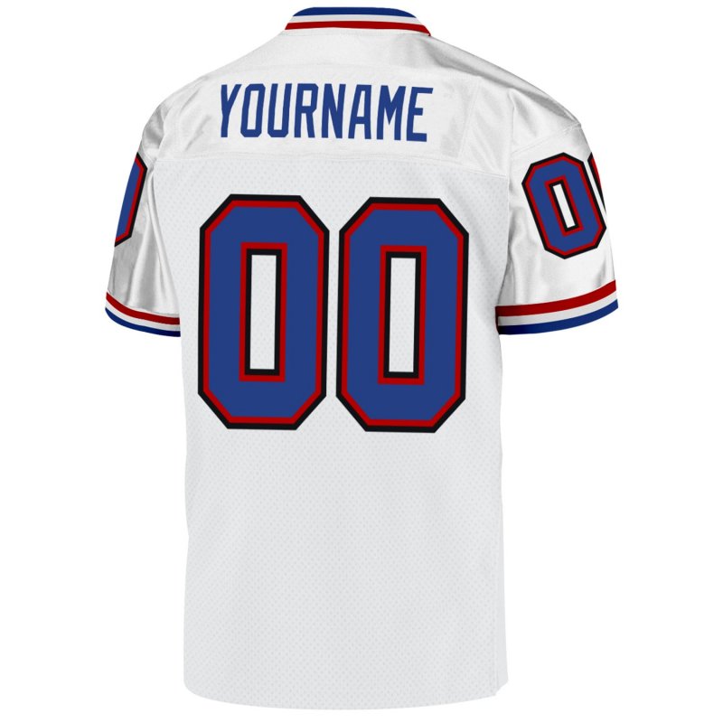 Men's Custom White Royal-Red Mesh Authentic Throwback Football Jersey