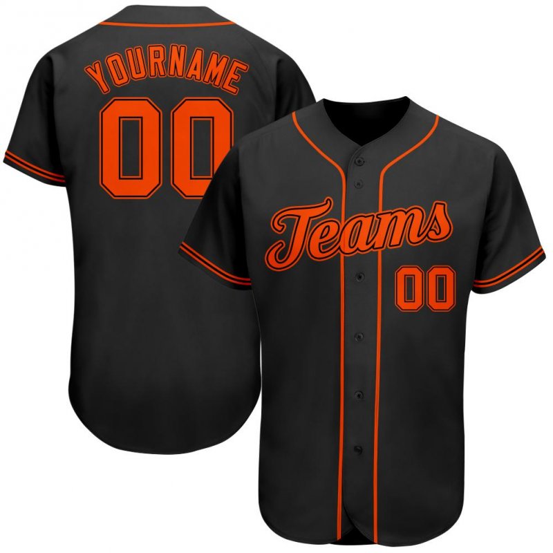 Men's Custom Black Orange Authentic Baseball Jersey