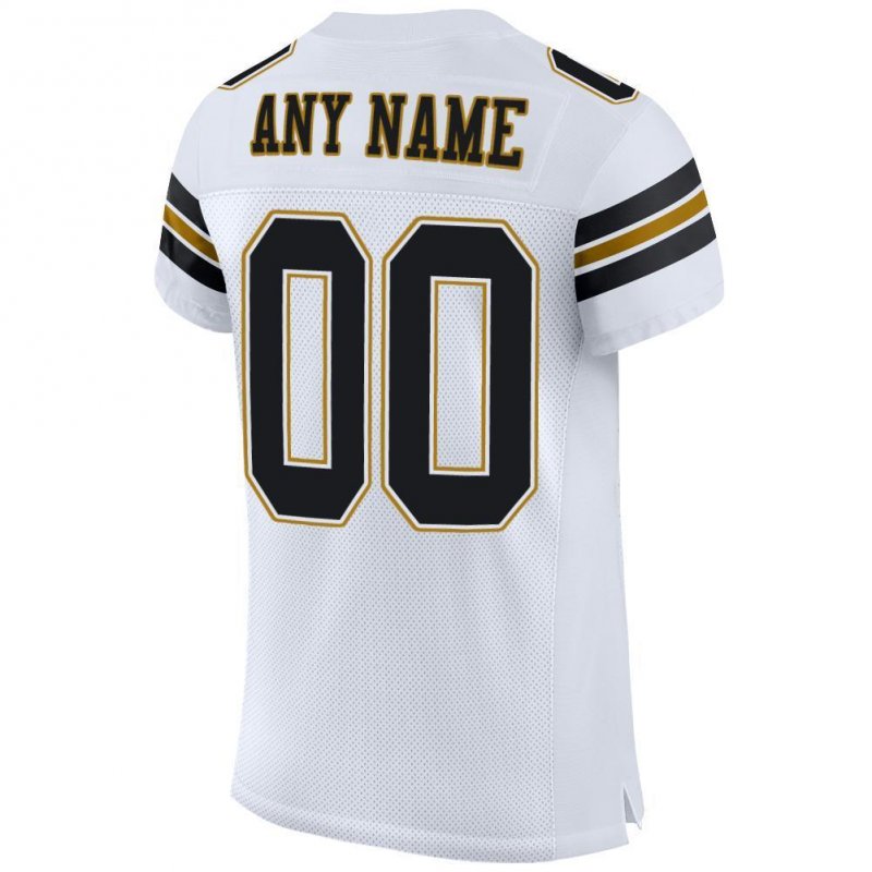 Men's Custom White Black-Old Gold Mesh Authentic Football Jersey