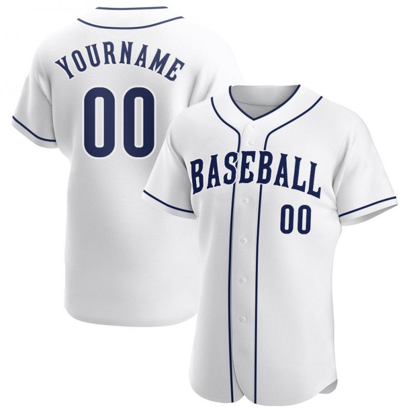 Men's Custom White Navy-White Authentic Baseball Jersey