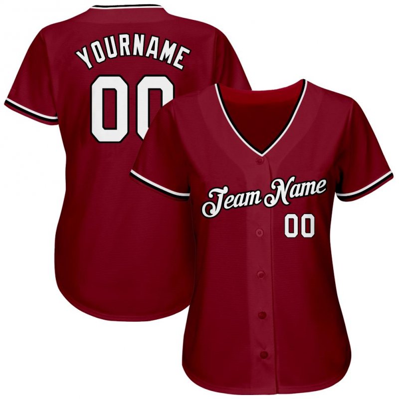 Men's Custom Crimson White-Black Authentic Baseball Jersey