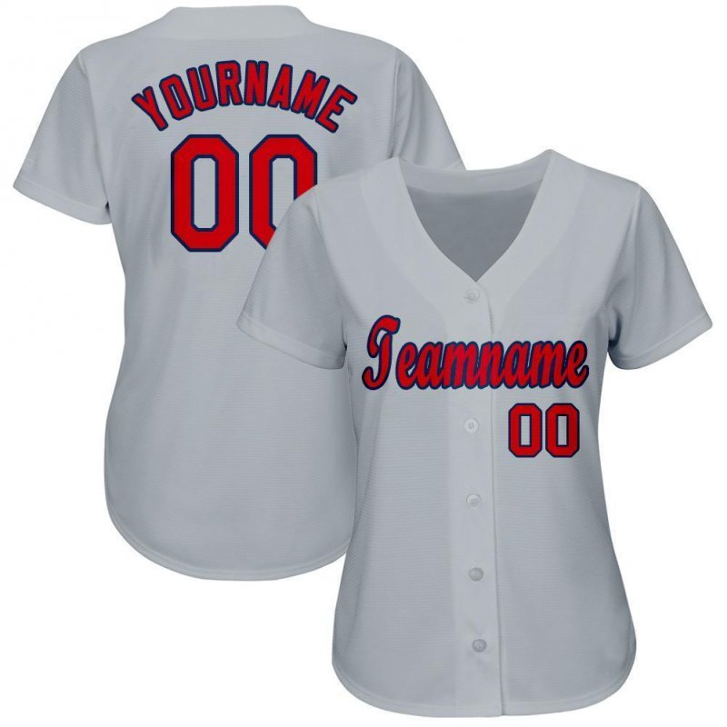 Men's Custom Gray Red-Navy Baseball Jersey