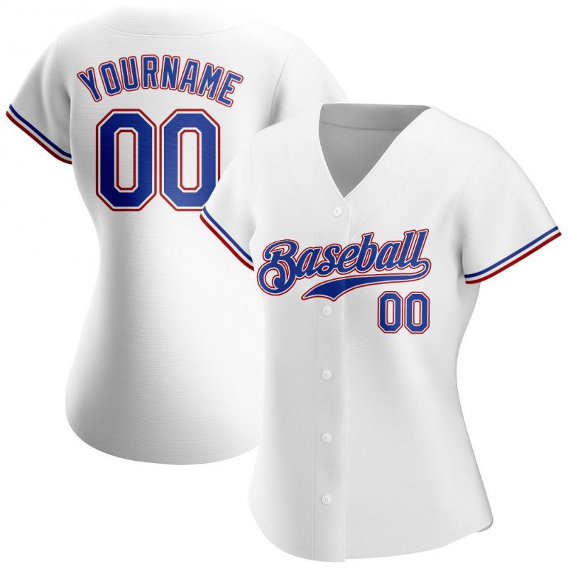 Men's Custom White Royal-Red Authentic Baseball Jersey