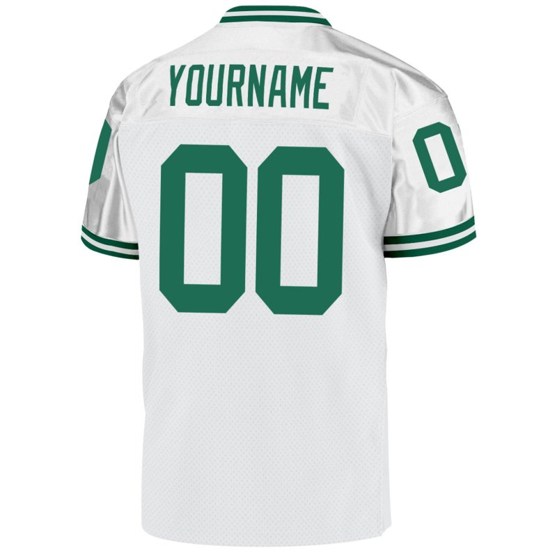 Men's Custom White Kelly Green Mesh Authentic Throwback Football Jersey