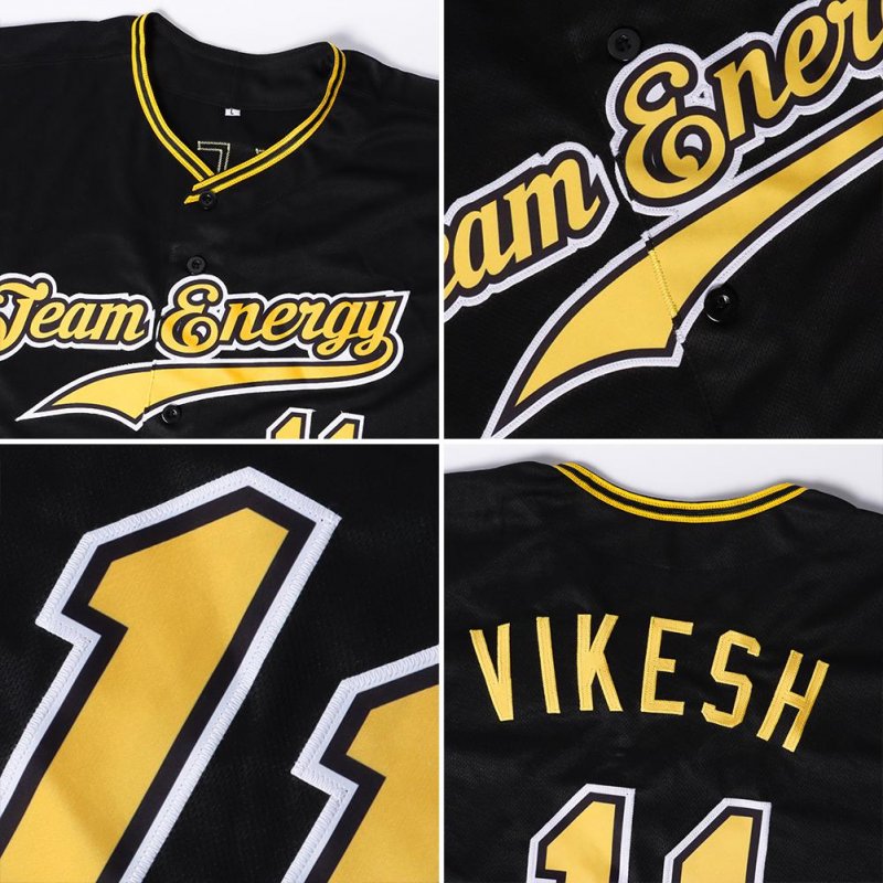 Men's Custom Black Crimson-Khaki Authentic Baseball Jersey